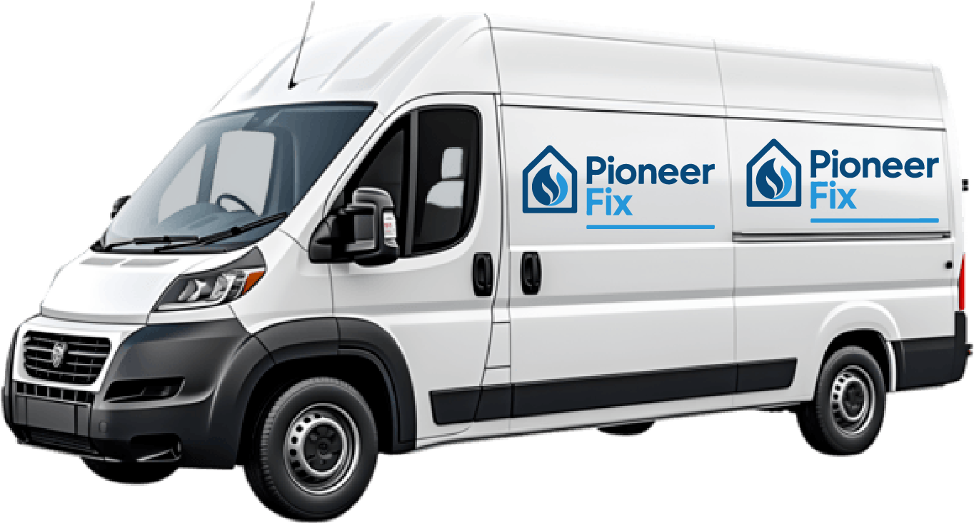 HVAC service van and technician